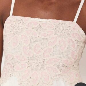 Mint Velvet Cream/Pink Crochet Trim Maxi Dress